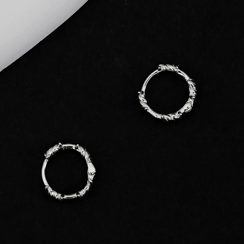 ゴシックシルバーカラーソーンズフープイヤリングレディースメンズティーンズパンクファッショントレンディパーティージュエリー美的アクセサリー Ушные Гвозди