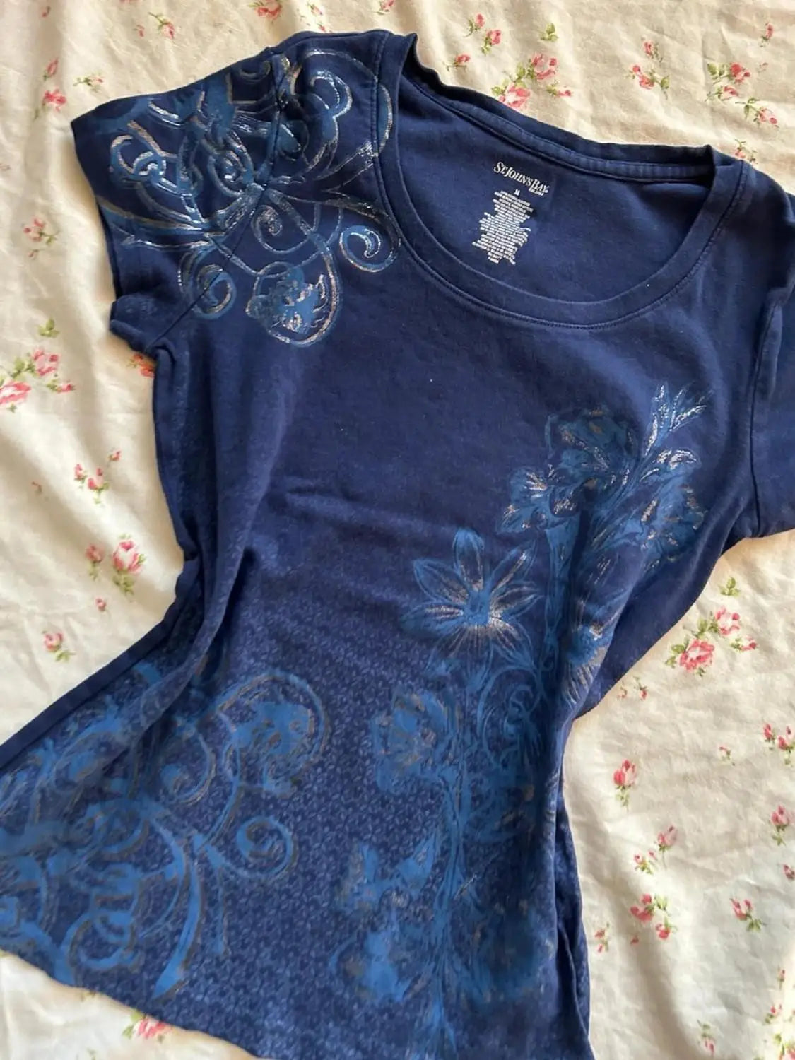 Y2Kサブカルチャーヴィンテージベーシックフローラルプリント半袖OネックスリムフィットカジュアルサマーストリートウェアTシャツベーシックレディース服