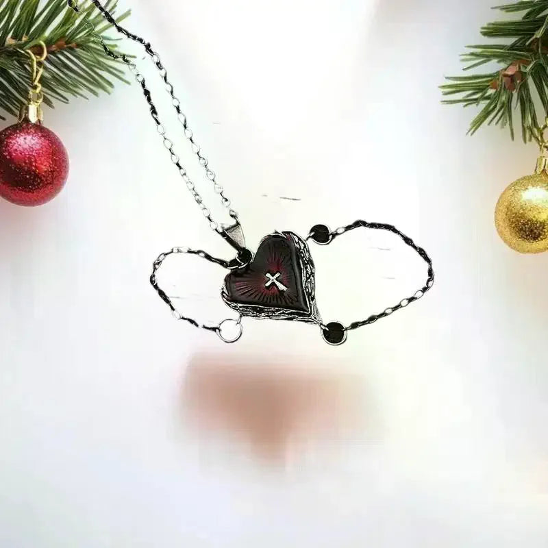 ゴシッククロスハートチェーンネックレス レディース ファッション ペイガン ウィッチクラフト ジュエリー アクセサリー ギフト ペンダント チョーカー