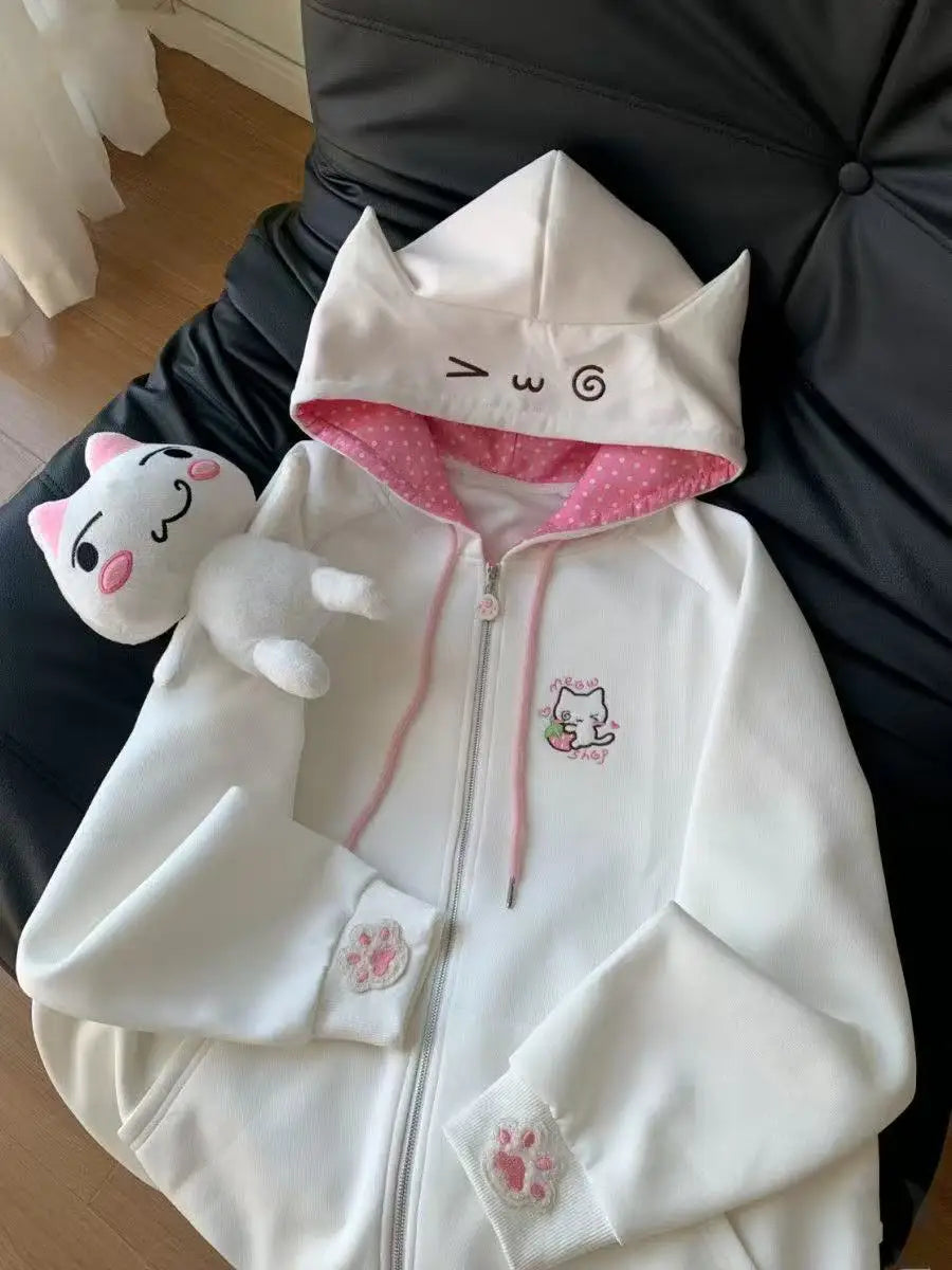 アメリカンヴィンテージ 日本製ジャケット フード付き レディース 2025年秋冬 コットンコート アウターデザイン サブカルチャー ゴシック スウェットシャツ 原宿