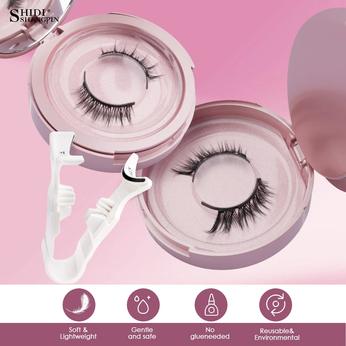 2/1ペア再利用可能な磁気まつげナチュラルカーラーまつげエクステピンセットセット使いやすい接着剤フリーつけまつげ3Dミンクまつげ