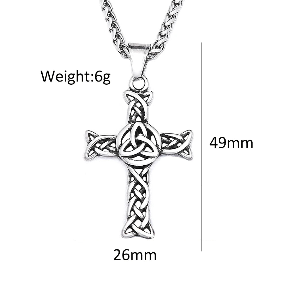 ヴィンテージファッションクロスペンダントネックレス メンズ レディース 316Lステンレススチール 北欧バイキングケルトノットネックレス アミュレットジュエリー