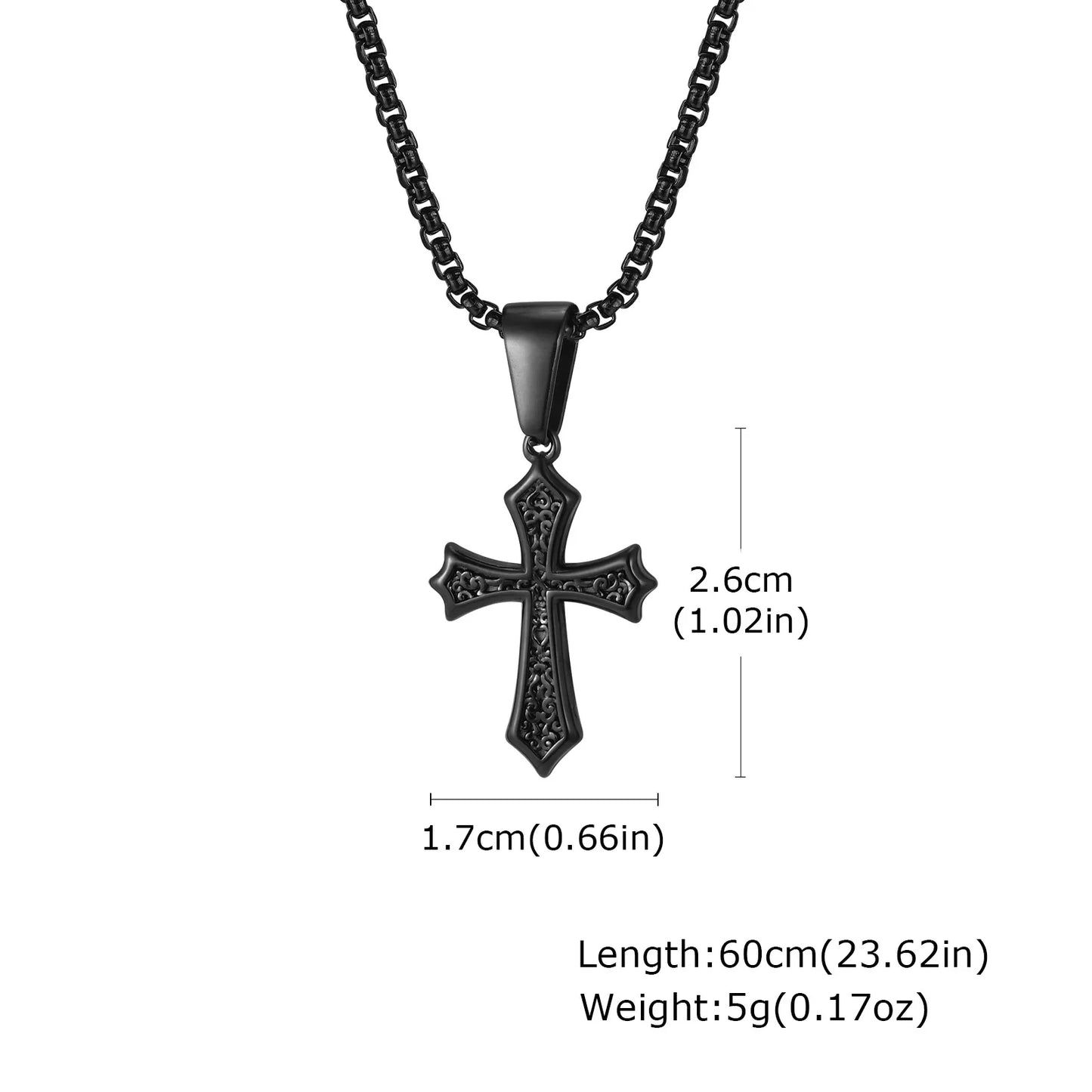 メンズ用新ファッションシルバー/ブラックカラークロスペンダントネックレスステンレススチールネックレス