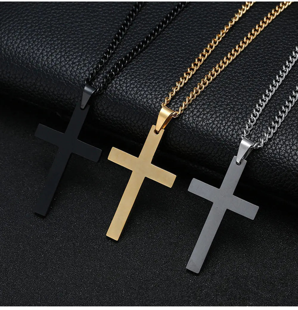 Men's Hip Hop Cross Pendant Necklace - Titanium Steel Material, Durable & Stylish, Easy-Match Accessories