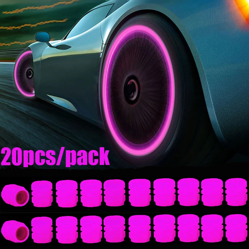 1-20Pcs Car Luminous Tire Valve Cap Motorcycle Bike Wheel Nozzle Night Glowing Fluorescent Decor Tyre Valve Stem Luminous Caps