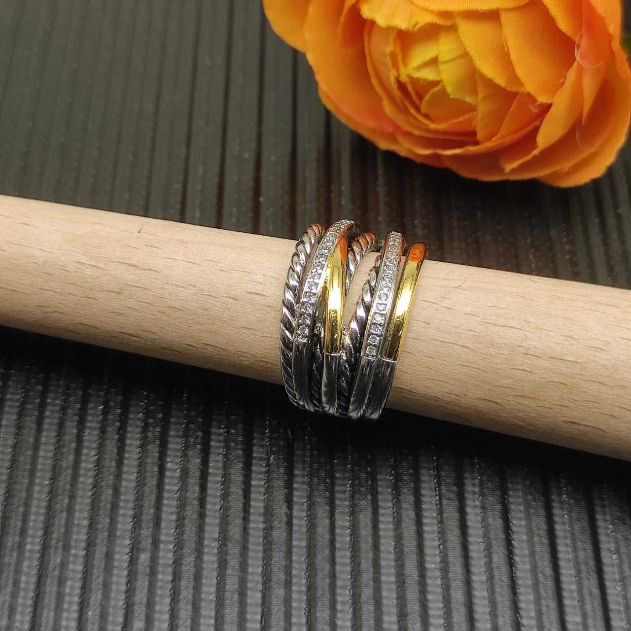 S925スターリングシルバー2025新作16mmクロス7連リングニュートラルファッショントレンドレトロ個性シンプルヒップホップ高級ジュエリー