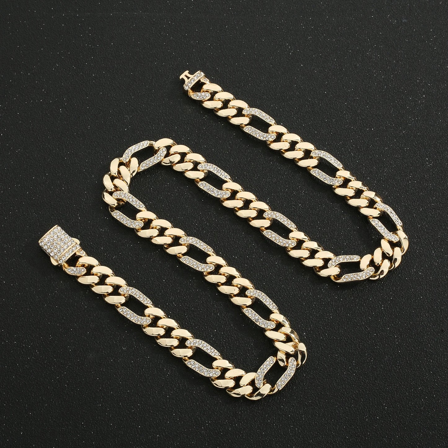 ヒップホップ 14K ゴールドメッキ ステンレススチール ジュエリー アイスカデナ オムブレ マイアミ キューバンチェーン メンズネックレス