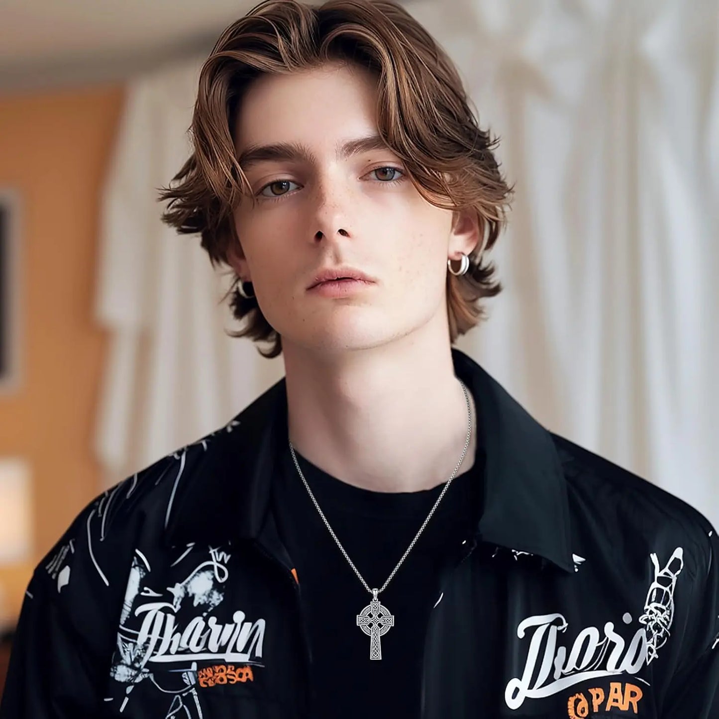 ケルト十字ネックレス メンズ レディース 925スターリングシルバー ケルト十字ペンダント イーヴィルアイネックレス アイリッシュトリニティノットジュエリー