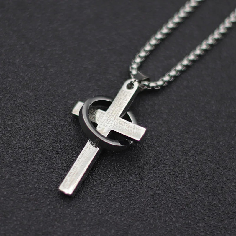 4 Colors Men Cross Necklace Stainless Steel 60cm Pendant Collar Gift For Boyfriend Accessories Homme Hiphop Rock Jewelry Joias