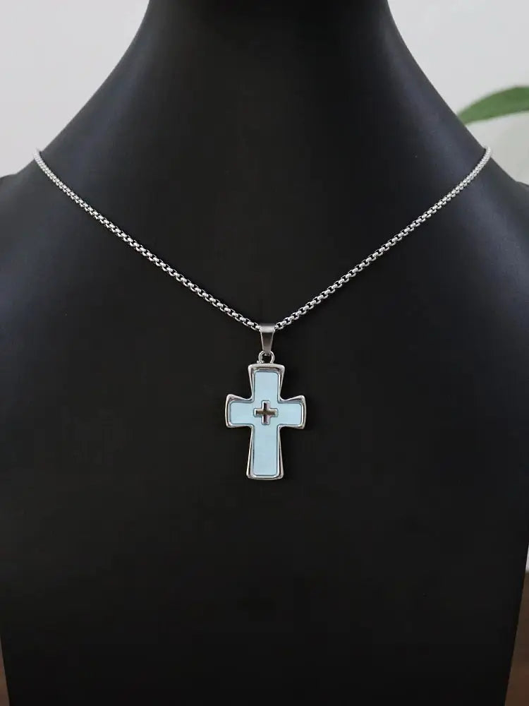 1 Piece Cross Pendant Necklace Men Tide Titanium Steel Niche Design Hip Hop Style Sweater Chain Women Holiday Gift