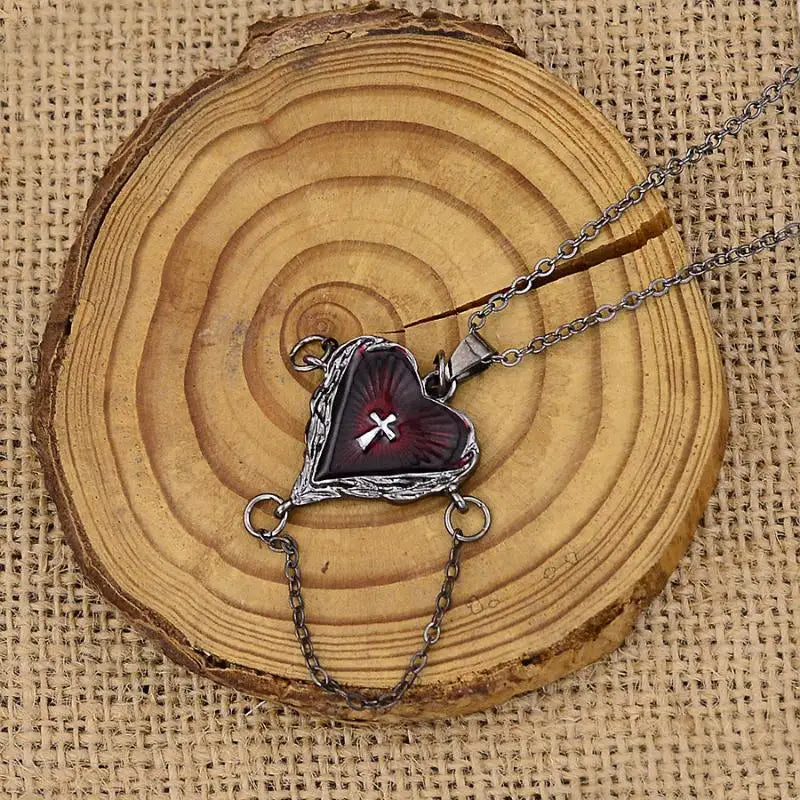 ゴシッククロスハートチェーンネックレス レディース ファッション ペイガン ウィッチクラフト ジュエリー アクセサリー ギフト ペンダント チョーカー