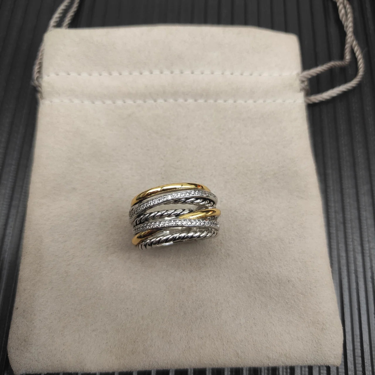 S925スターリングシルバー2025新作16mmクロス7連リングニュートラルファッショントレンドレトロ個性シンプルヒップホップ高級ジュエリー