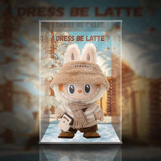 Unmoveable MART Labubu Large Plu Latte Doll Trendy Toy Display Box Collectible Figure ow Case Anime Cartoon Props