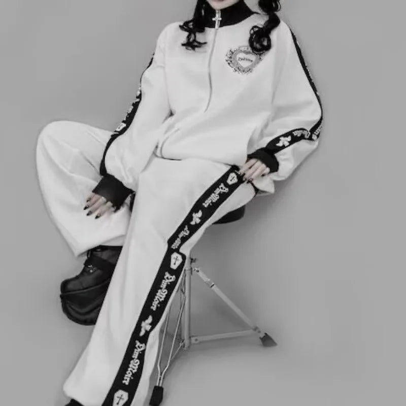 レトロサブカルチャーパーソナライズデザインストリートロックヒップホップダークシリーズ秋の新しいゆったりとした万能なデイリージャケットジップアップ服