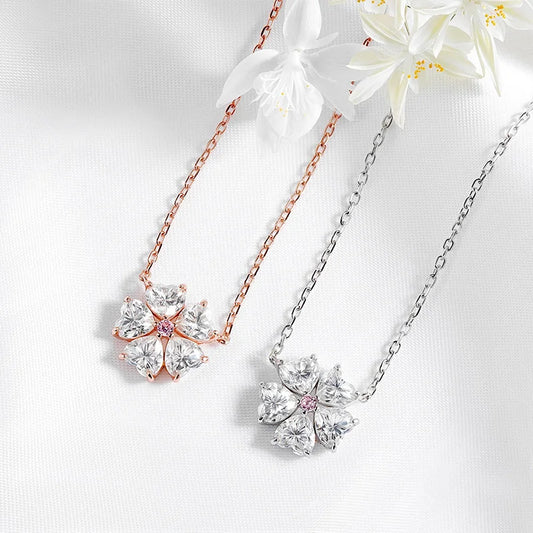 Smyoue 5*5mm Heart Cut Certified Moissanite Necklace Pendant 18k Plated Girls Wedding Jewelry 100% Real 925 Pure Silver Chain