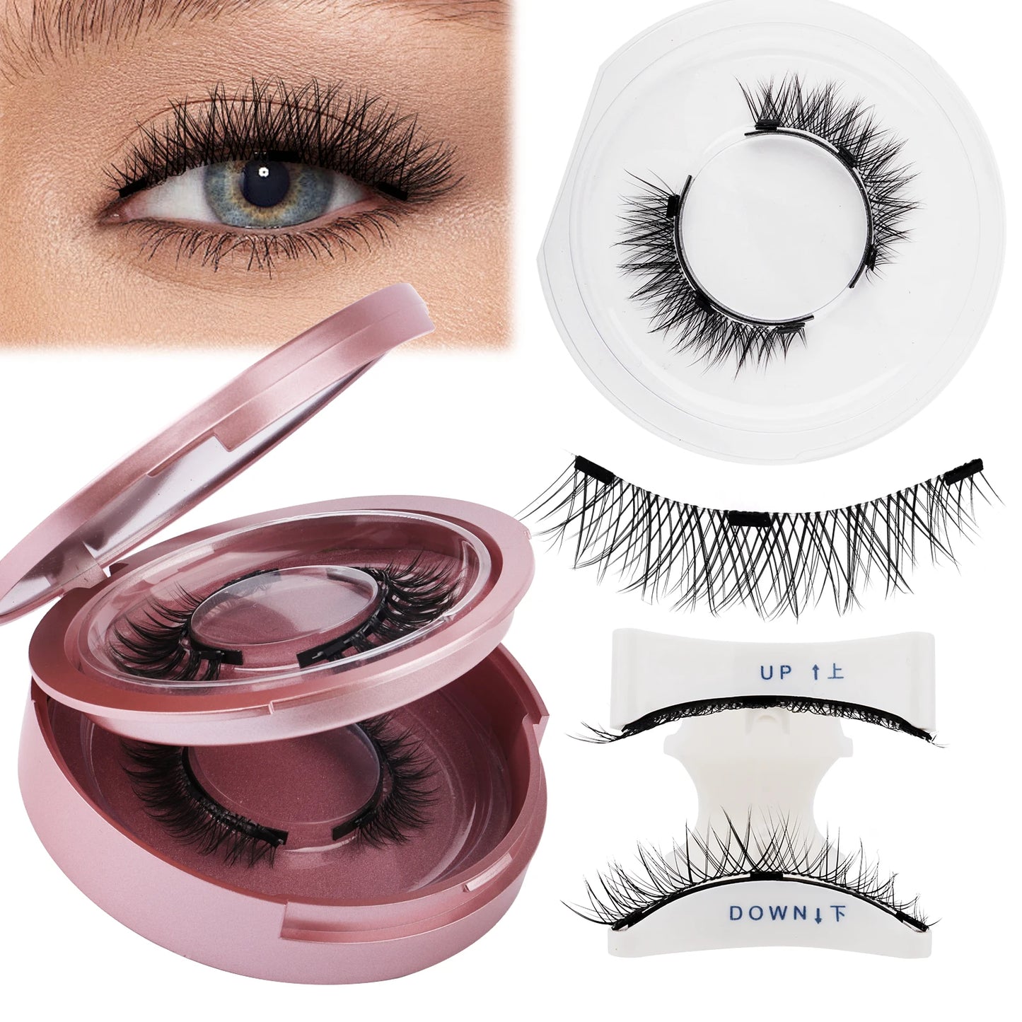 ウェンディラッシュ マグネットまつげ 2ペア ハンドメイド 3D ミンクまつげ 再利用可能 つけまつげセット マグネットピンセットセット メイクアップ