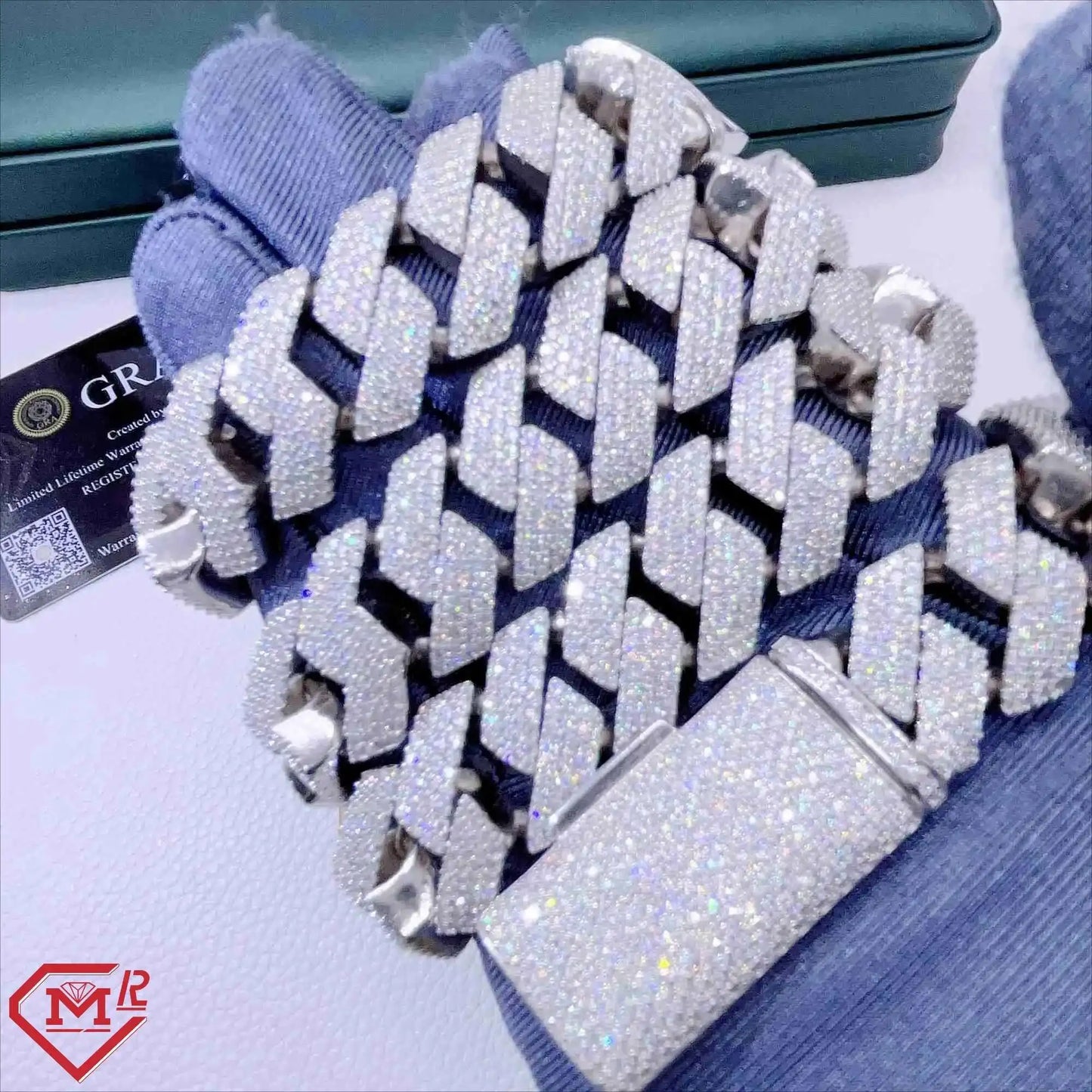 ヒップホップ キューバンチェーンネックレス メンズ レディース アイスアウト 18mm 4連 スクエア 925スターリングシルバー VVS モアッサナイト キューバンリンクチェーン