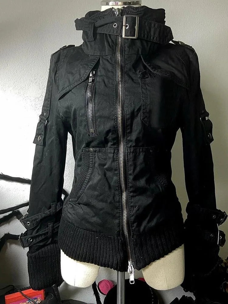 ゴシックアメリカンヴィンテージフード付きコートレディーススウェットシャツ原宿プリントジャケット美的グランジサブカルチャーキュートY2Kトップス