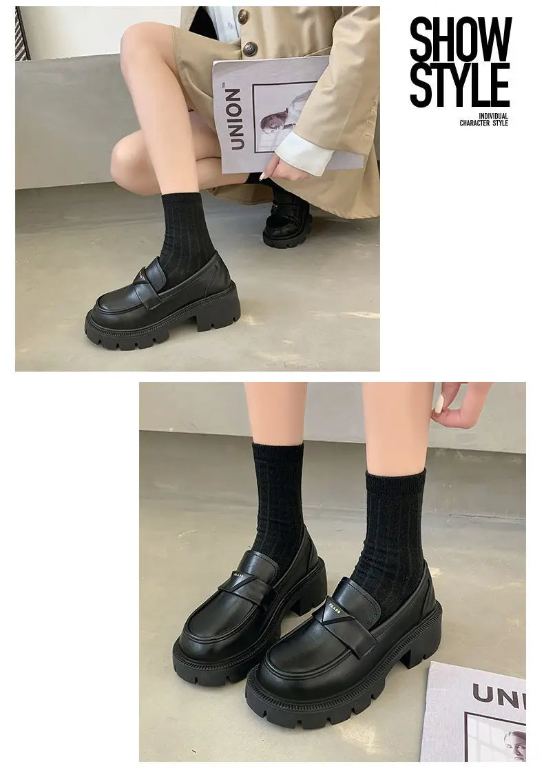 Women's Summer Footwear Loafers Shoes for Woman 2024 Office Round Toe Black Low Heel Elegant with Discount Genuine Mark Stylish