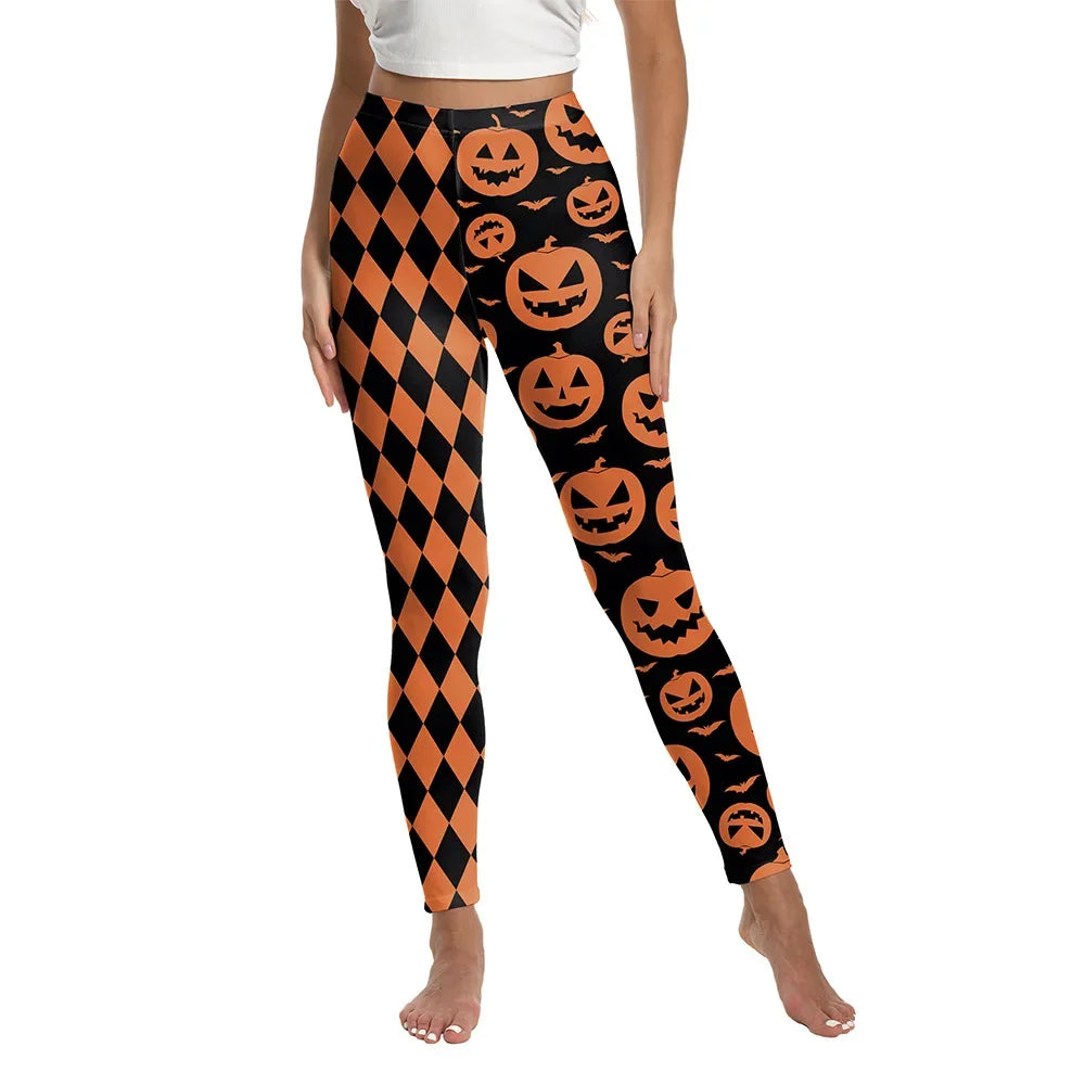 [You're My Secret] New Female Pants Halloween Women's Pumpkin Print High Waist Outdoor Sports Casual Gothic Leggings Trousers