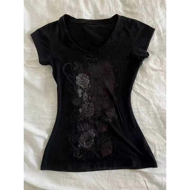 原宿系レタープリントTシャツ サブカルチャー レディース トップス Y2K Tシャツ 夏 ヴィンテージ 90年代 ホットガール クロップTシャツ 韓国風 グランジ キュート グラフィック