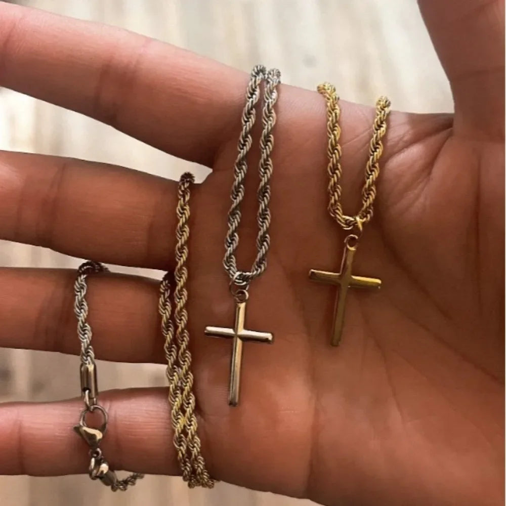 メンズクロスペンダントネックレスファッションメタルペンダントアクセサリーパーティージュエリー