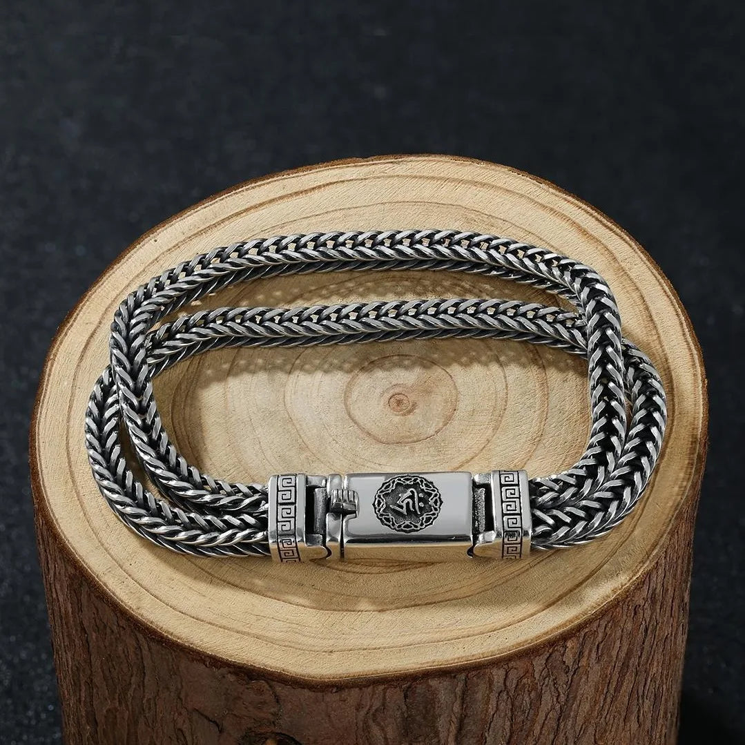 S925スターリングシルバー手編みメンズブレスレットファッショントレンド個性中国風レトロクリエイティブジュエリー絶妙なギフト