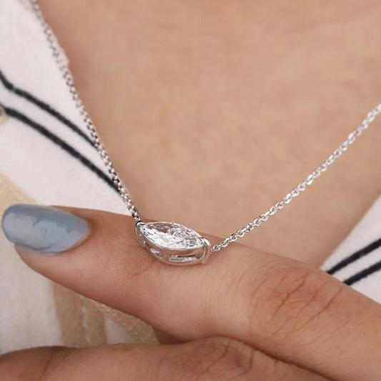 EWYA Pear Cut 1/2CT Solitaire Moissanite Pendant Necklace Woman Man 925 Silver Waterdrop Lab Diamond Gra Certified Neck Chain