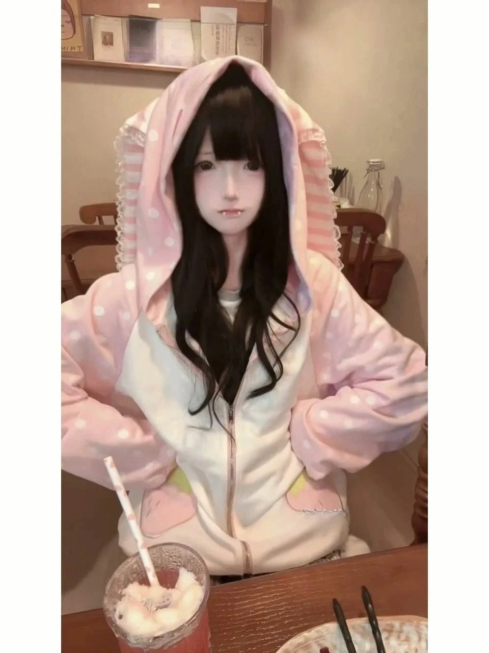 アメリカンヴィンテージ 日本製ジャケット フード付き レディース 2025年秋冬 コットンコート アウターデザイン サブカルチャー ゴシック スウェットシャツ 原宿