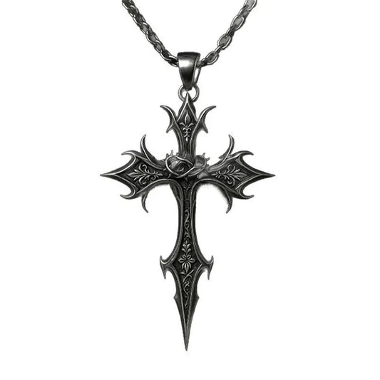 Cross Necklace Vintage Gothic Silver Religious Crucifix Cross Pendant Necklace Jewelry Christmas Gifts For Women Men