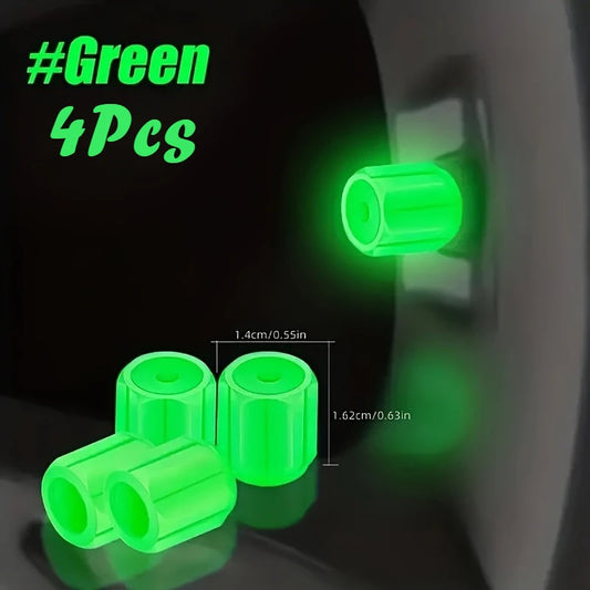 4Pcs/Set Fluorescent Tire Valve Stem Caps, Protect The Tire Valve From Dirt and Dust, Extend The Service Life of The Tire.