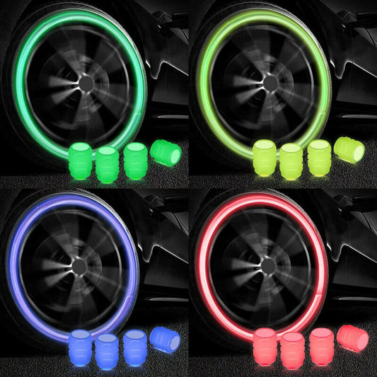 Mini Car Tire Valve Caps Luminous Valve Stem Caps Universal Fluorescent Tyre Nozzles Cover Tyre  wholesale