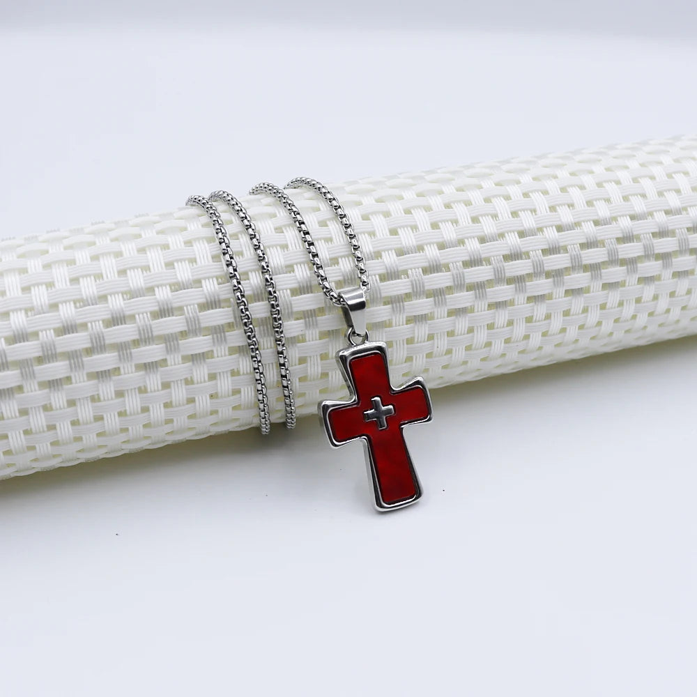 1 Piece Cross Pendant Necklace Men Tide Titanium Steel Niche Design Hip Hop Style Sweater Chain Women Holiday Gift