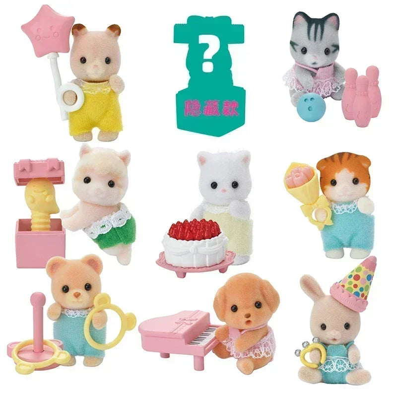 Sylvanian Families Baby Shopping Cake Party Forest Custom Blind Box Baby Mini Toys Kawaii Ternurines Collection  Birthday Gift