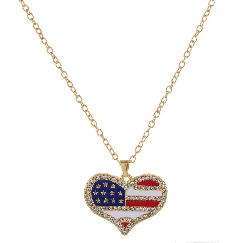 ファッションアメリカ国旗クロスペンダントネックレス レディース メンズ USA独立記念日クロスネックレス ジュエリー カップル 記念日ギフト