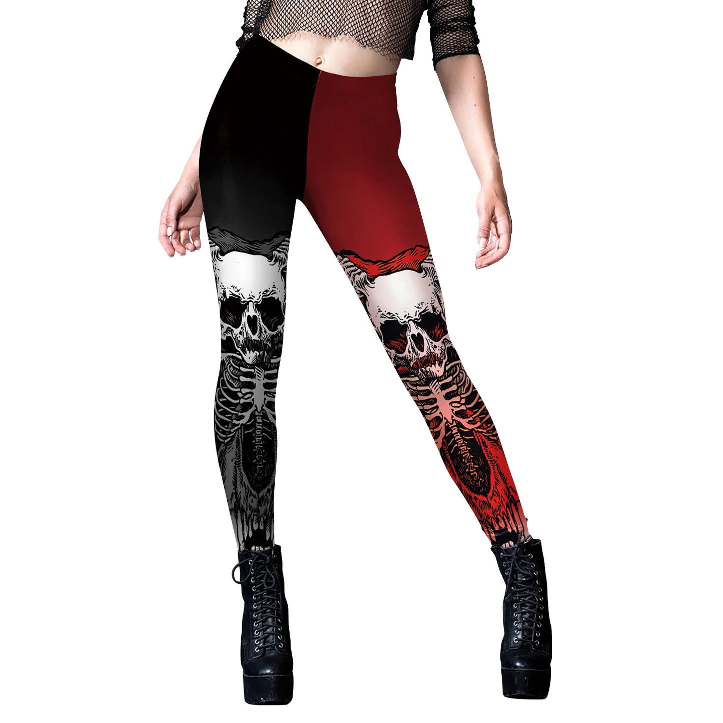 [You're My Secret] Halloween Skeleton Print Legging Punk Women Legging Gothic Fitness Ankle Pants Sexy Stretch Black Leggings