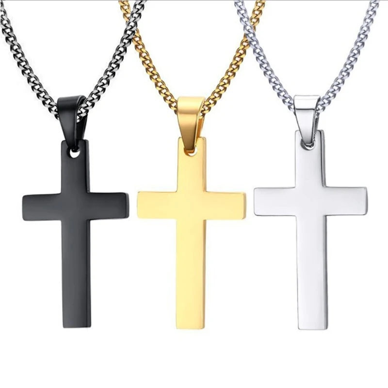 Men's Hip Hop Cross Pendant Necklace - Titanium Steel Material, Durable & Stylish, Easy-Match Accessories