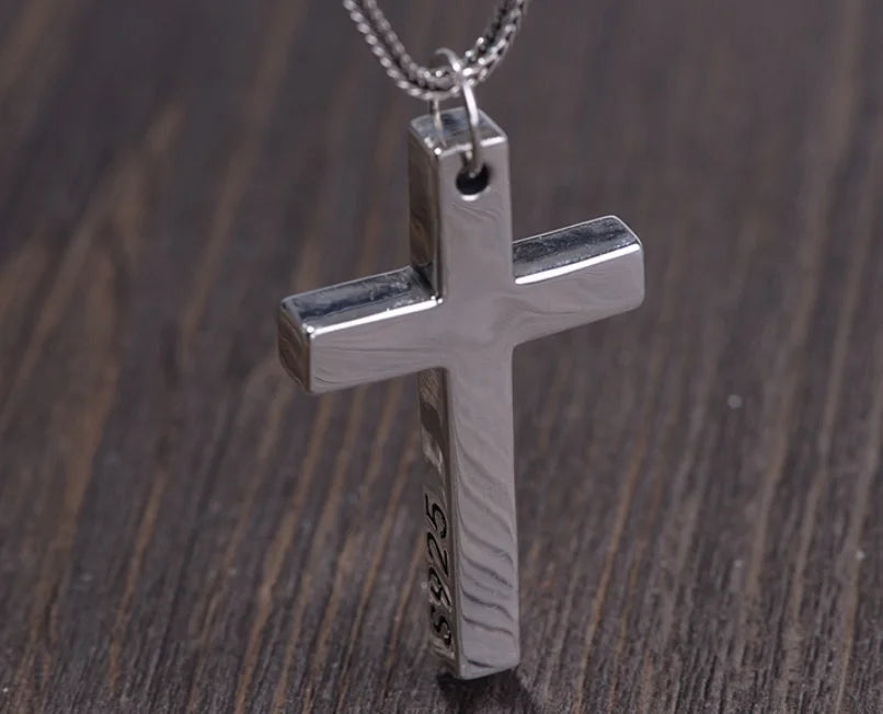 Real Solid 925 Silver Cross Pendant for Men Women Minimalist High Polished Fashion Classic Jesus Christian Prayer Jewelry