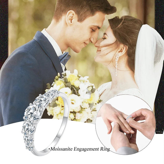 Bamoer D Color VVS1 EX Moissanite Ring Delicate Lab Diamond Ring 925 Sterling Silver for Women Engagement Wedding Jewelry
