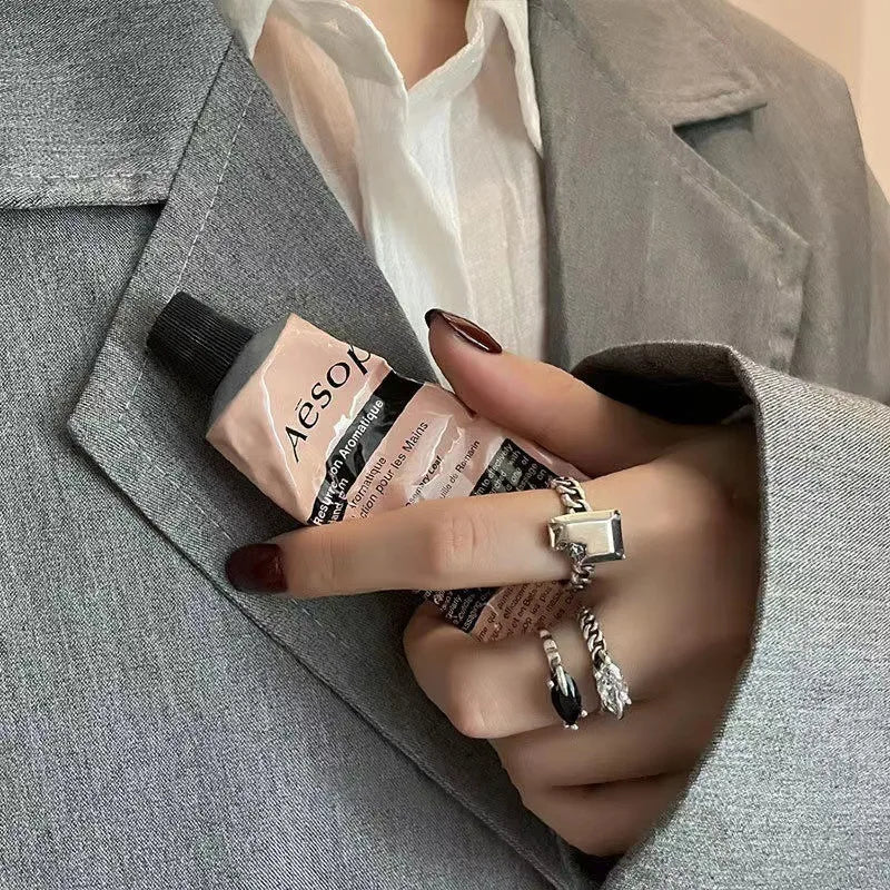 ヴィンテージ シルバーメッキ クロスリングセット レディース ゴシック パンク スチームパンク バタフライリングセット パーティー ファッション ジュエラー