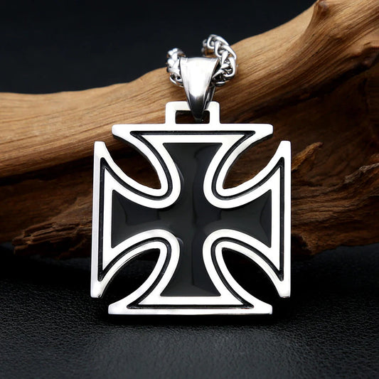 Vintage Classic Cross Pendant Necklace For Men Women Stainless Steel Hip Hop Knights Templar Iron Biker Jewelry Gifts Wholesale