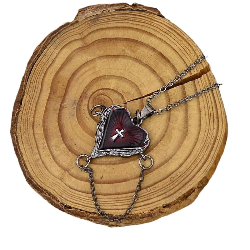 ゴシッククロスハートチェーンネックレス レディース ファッション ペイガン ウィッチクラフト ジュエリー アクセサリー ギフト ペンダント チョーカー