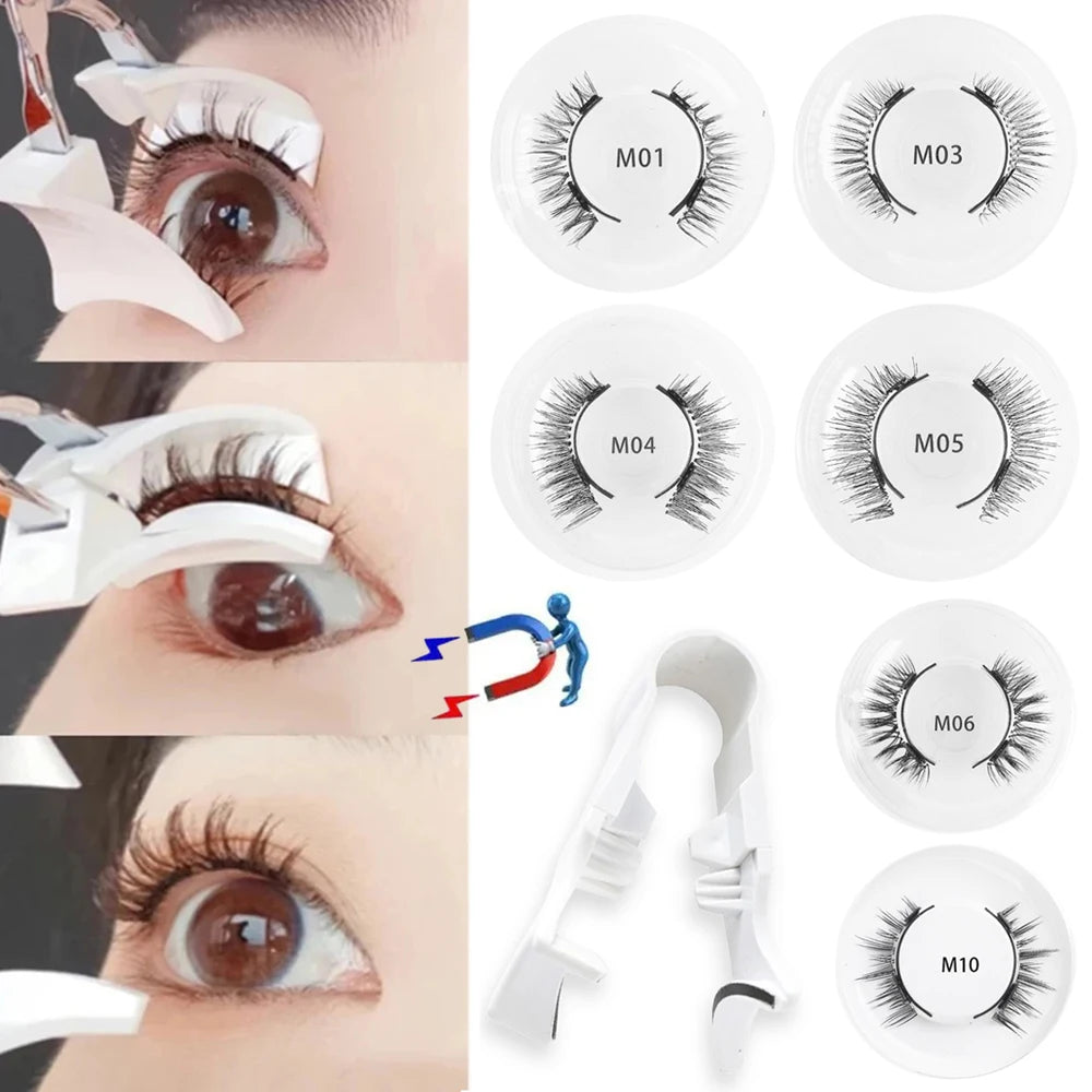 磁気つけまつげ 1組 ピンセット付き 3D ナチュラル効果 磁気つけまつげ 再利用可能 つけまつげ用品 メイクアップツールキット