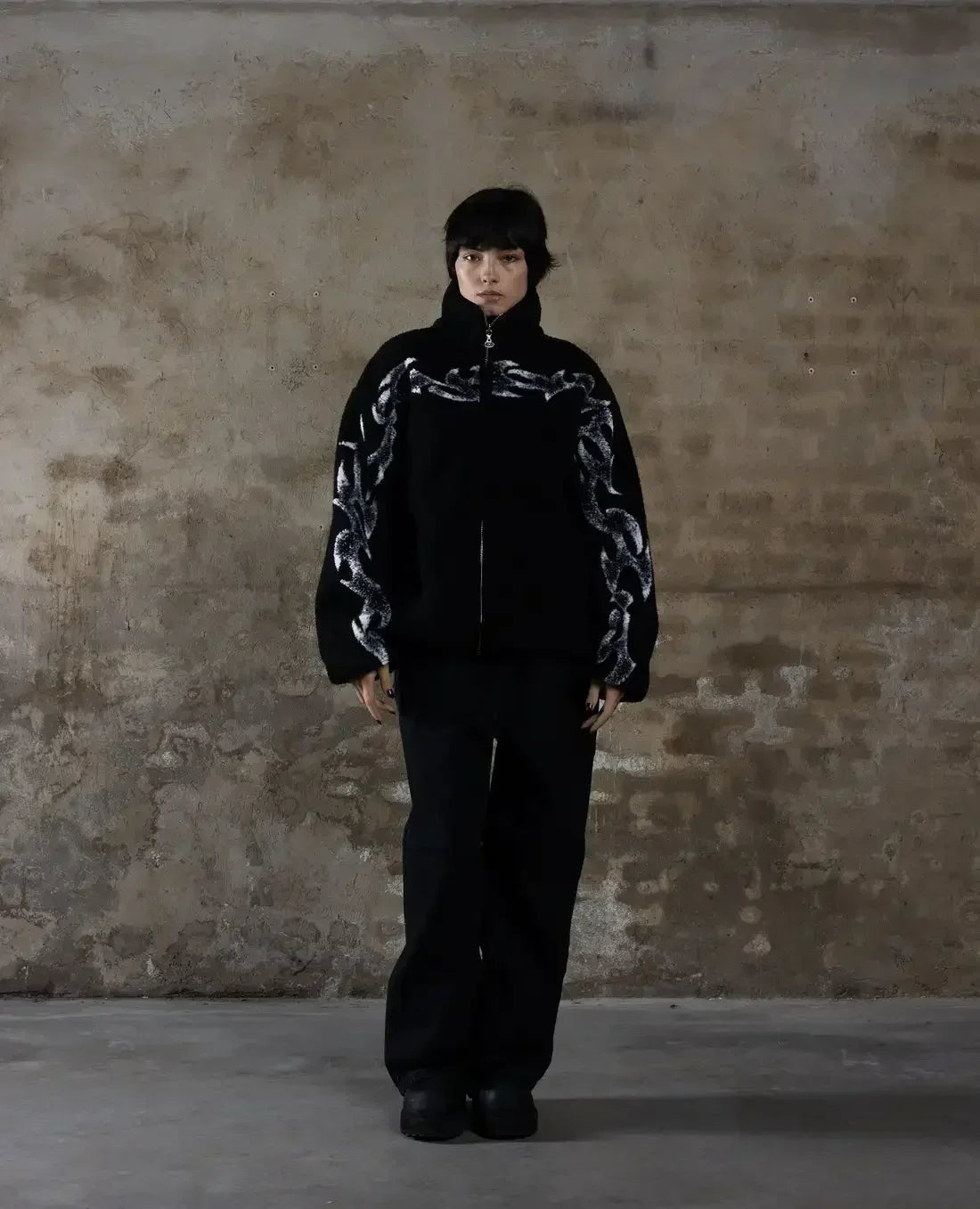 トレンドのオーバーサイズ ユニセックス ポーラーセケット パーカー ソフトフリース裏地 冬用ジャケット メンズ レディース