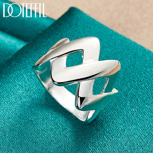 DOTEFFIL 925スターリングシルバー クロス スムースリング レディース メンズ 結婚式 婚約 パーティー ファッション チャーム ジュエリー