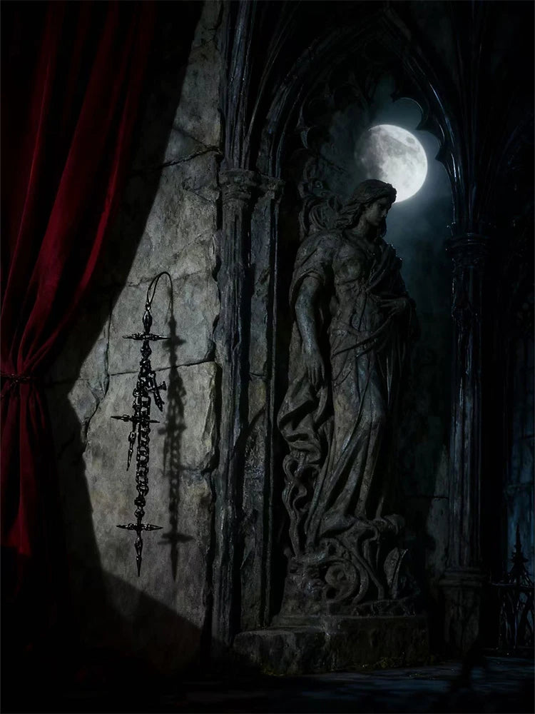 クロスチェーンダングルイヤリング、ユニークなジュエリーアクセサリー、ゴシックパンクスタイル、男女兼用