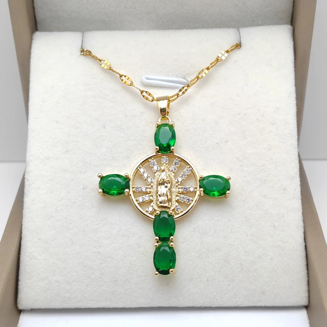 メンズとレディースのファッショナブルな鎖骨チェーンクロスマドンナネックレス、マイクロインレイジルコンペンダント付き