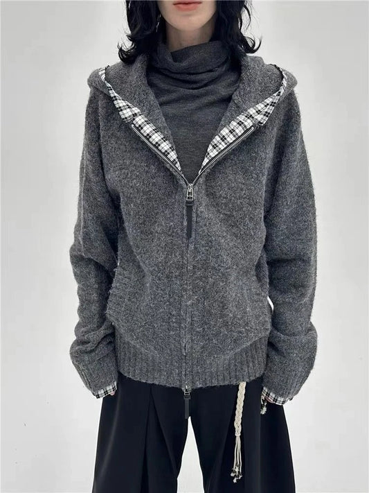 サブカルチャー ゴシック レディース コート パーカー付き ヴィンテージ 韓国 原宿 ブラック ジャケット フェイクファーコート レディース ゆったり カジュアル スウェットシャツ