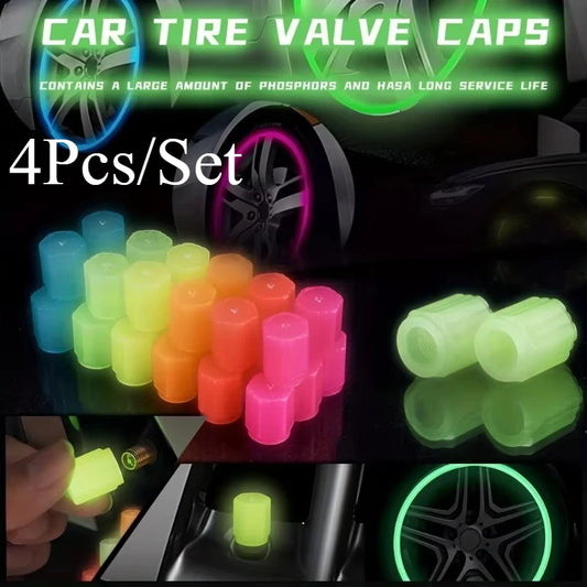 4Pcs/Set Fluorescent Tire Valve Stem Caps, Protect The Tire Valve From Dirt and Dust, Extend The Service Life of The Tire.