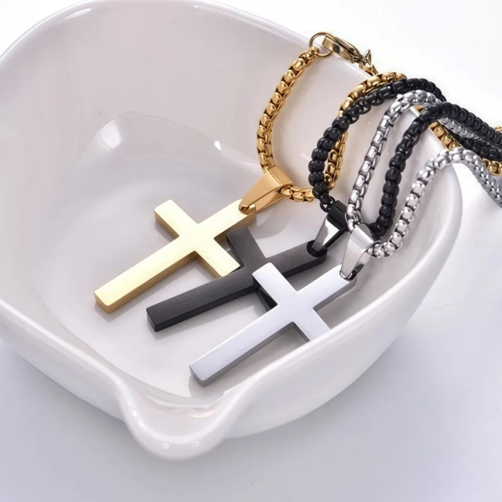 正教会製品 十字架ネックレス メタルクロスペンダント ユニセックス パンク ヒップホップ チェーンリンク ギフト 男性 女性